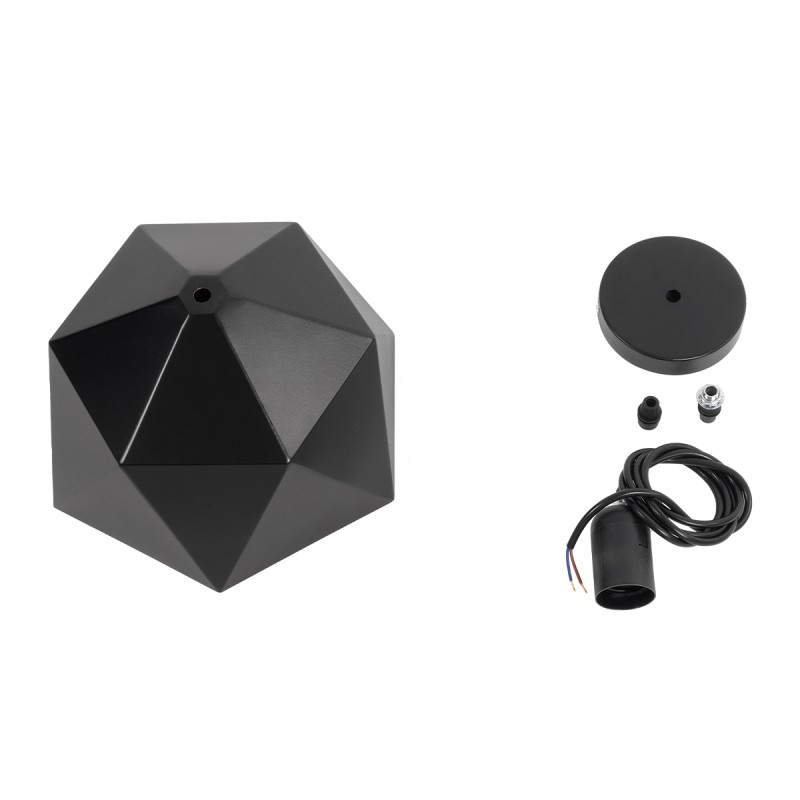 GloboStar® HEXAGON 01194 Μοντέρνο Κρεμαστό Φωτιστικό Καμπάνα Μονόφωτο 1 x E27 IP20 Μαύρο & Χρυσό Μέταλλο - Μ25 x Π25 x Υ15cm