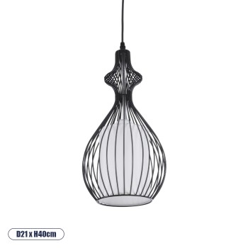 GLOBOSTAR® REA 01197 Μοντέρνο Κρεμαστό Φωτιστικό Οροφής με Ντουί 1 x E27 AC 220-240V IP20 - Μαύρο & Λευκό - Μ21 x Π21 x Υ40cm