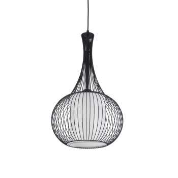 GLOBOSTAR® LILY 01198 Μοντέρνο Κρεμαστό Φωτιστικό Οροφής με Ντουί 1 x E27 AC 220-240V IP20 - Μαύρο & Λευκό - Μ30 x Π30 x Υ50cm