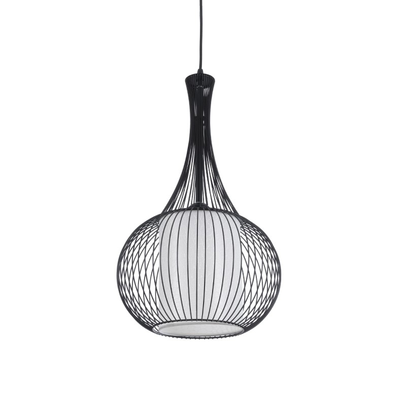 GLOBOSTAR® LILY 01198 Μοντέρνο Κρεμαστό Φωτιστικό Οροφής με Ντουί 1 x E27 AC 220-240V IP20 - Μαύρο & Λευκό - Μ30 x Π30 x Υ50cm