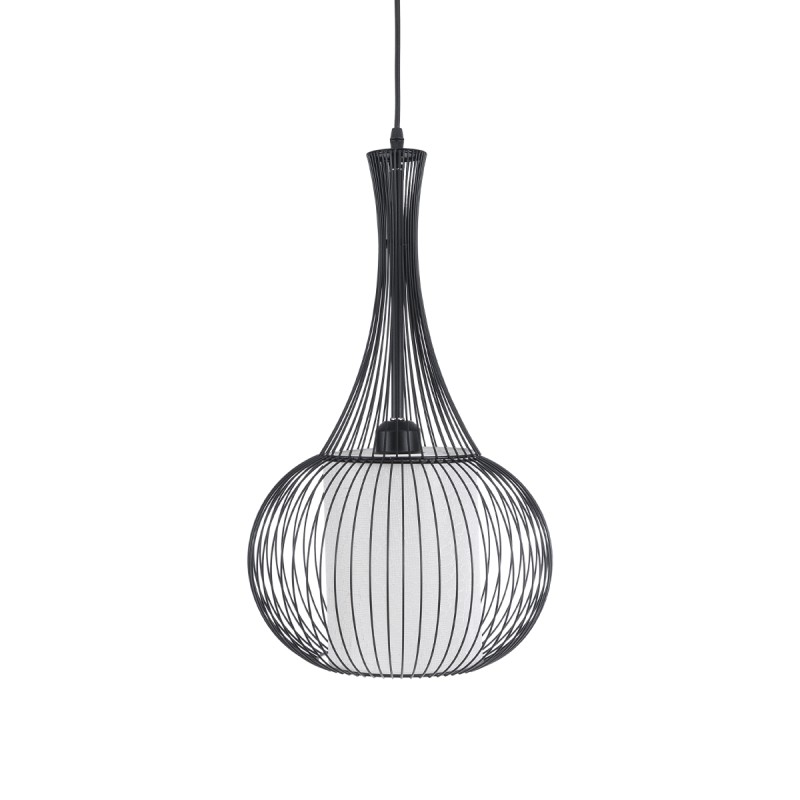 GLOBOSTAR® LILY 01198 Μοντέρνο Κρεμαστό Φωτιστικό Οροφής με Ντουί 1 x E27 AC 220-240V IP20 - Μαύρο & Λευκό - Μ30 x Π30 x Υ50cm