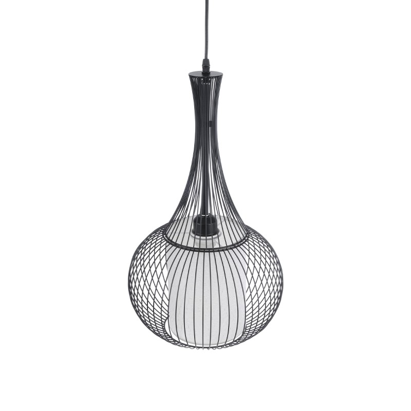 GLOBOSTAR® LILY 01198 Μοντέρνο Κρεμαστό Φωτιστικό Οροφής με Ντουί 1 x E27 AC 220-240V IP20 - Μαύρο & Λευκό - Μ30 x Π30 x Υ50cm