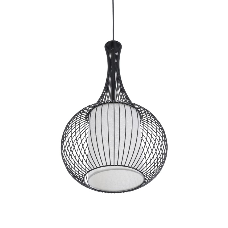 GLOBOSTAR® LILY 01198 Μοντέρνο Κρεμαστό Φωτιστικό Οροφής με Ντουί 1 x E27 AC 220-240V IP20 - Μαύρο & Λευκό - Μ30 x Π30 x Υ50cm