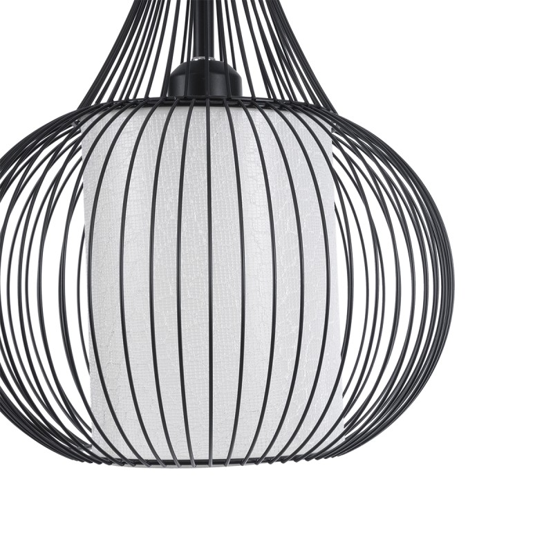 GLOBOSTAR® LILY 01198 Μοντέρνο Κρεμαστό Φωτιστικό Οροφής με Ντουί 1 x E27 AC 220-240V IP20 - Μαύρο & Λευκό - Μ30 x Π30 x Υ50cm