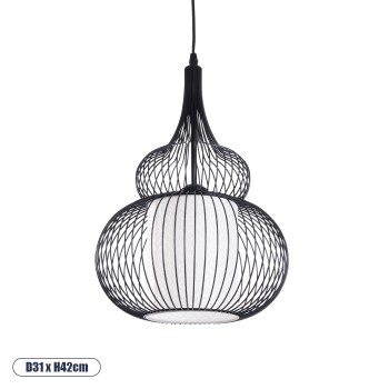 GLOBOSTAR® LILY 01199 Μοντέρνο Κρεμαστό Φωτιστικό Οροφής με Ντουί 1 x E27 AC 220-240V IP20 - Μαύρο & Λευκό - Μ31 x Π31 x Υ42cm