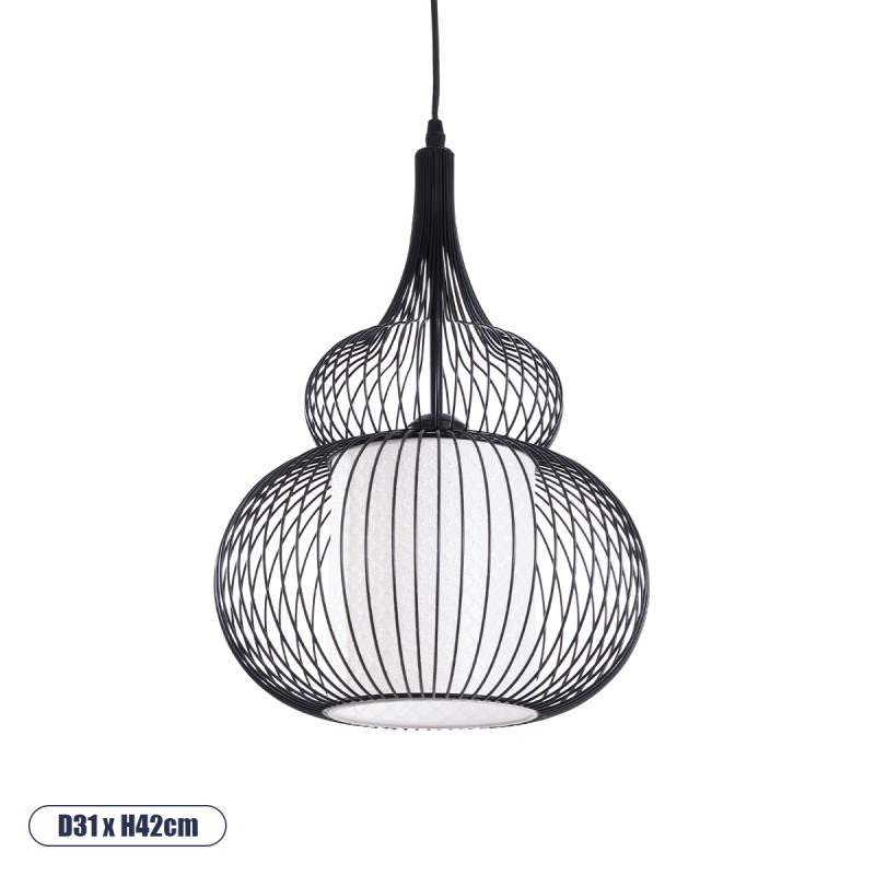 GLOBOSTAR® LILY 01199 Μοντέρνο Κρεμαστό Φωτιστικό Οροφής με Ντουί 1 x E27 AC 220-240V IP20 - Μαύρο & Λευκό - Μ31 x Π31 x Υ42cm
