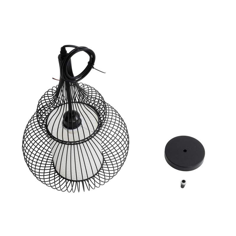 GLOBOSTAR® LILY 01199 Μοντέρνο Κρεμαστό Φωτιστικό Οροφής με Ντουί 1 x E27 AC 220-240V IP20 - Μαύρο & Λευκό - Μ31 x Π31 x Υ42cm