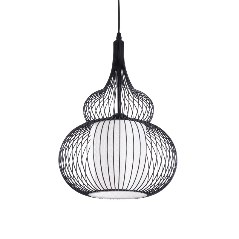 GLOBOSTAR® LILY 01199 Μοντέρνο Κρεμαστό Φωτιστικό Οροφής με Ντουί 1 x E27 AC 220-240V IP20 - Μαύρο & Λευκό - Μ31 x Π31 x Υ42cm