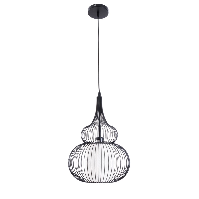 GLOBOSTAR® LILY 01199 Μοντέρνο Κρεμαστό Φωτιστικό Οροφής με Ντουί 1 x E27 AC 220-240V IP20 - Μαύρο & Λευκό - Μ31 x Π31 x Υ42cm