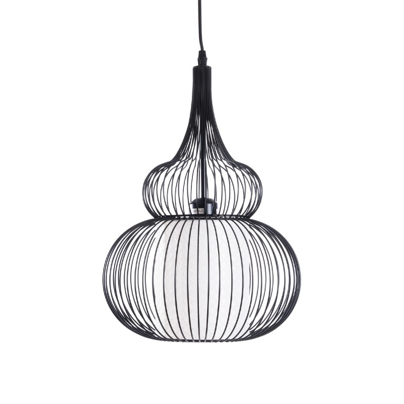 GLOBOSTAR® LILY 01199 Μοντέρνο Κρεμαστό Φωτιστικό Οροφής με Ντουί 1 x E27 AC 220-240V IP20 - Μαύρο & Λευκό - Μ31 x Π31 x Υ42cm