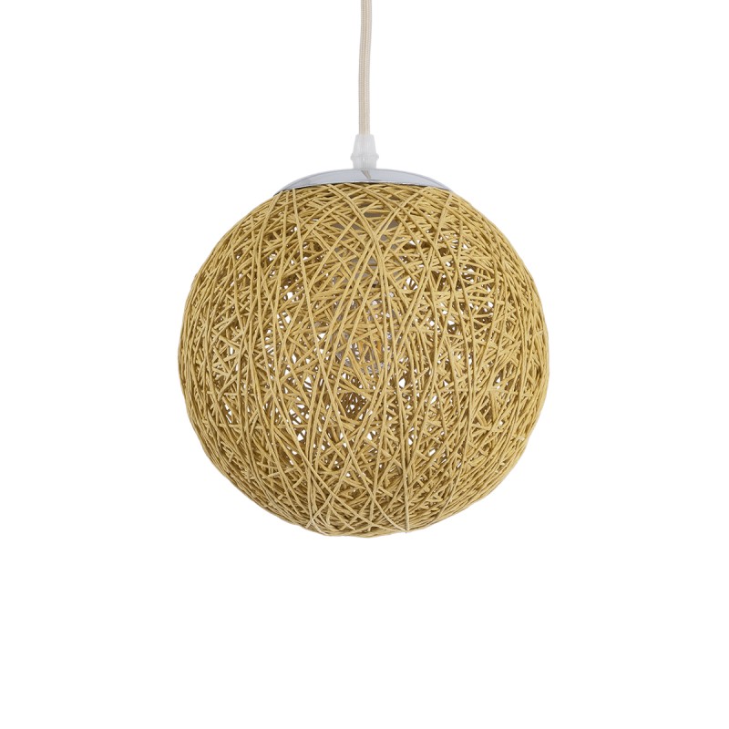 GloboStar® OCEANA 01200 Boho Κρεμαστό Φωτιστικό Μπάλα Μονόφωτο 1 x E27 IP20 Μπεζ Σχοινί - Μ20 x Π20 x Υ20cm
