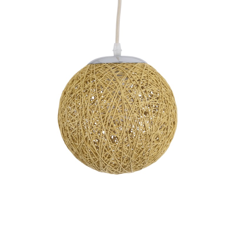 GloboStar® OCEANA 01200 Boho Κρεμαστό Φωτιστικό Μπάλα Μονόφωτο 1 x E27 IP20 Μπεζ Σχοινί - Μ20 x Π20 x Υ20cm