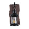 GloboStar® BRASRA 01204 Vintage Επιτοίχιο Φωτιστικό Απλίκα Μονόφωτο 1 x E27 IP20 Καφέ Ξύλο, Μαύρο Μέταλλο με Διάφανο Γυαλί - Μ15 x Π20 x Υ30cm