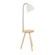 GloboStar® TIFFANY 01206 Μοντέρνο Επιδαπέδιο Φωτιστικό Μονόφωτο 1 x E27 IP20 Μπεζ Ξύλο, Λευκό Ύφασμα με Μαύρο Μέταλλο - Μ28 x Π28 x Υ140cm