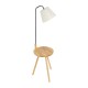 GloboStar® TIFFANY 01206 Μοντέρνο Επιδαπέδιο Φωτιστικό Μονόφωτο 1 x E27 IP20 Μπεζ Ξύλο, Λευκό Ύφασμα με Μαύρο Μέταλλο - Μ28 x Π28 x Υ140cm