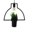 GloboStar® FLOWERPOT 10001209 Μοντέρνο Κρεμαστό Φωτιστικό Ανάρτηση Μονόφωτο 1 x E27 IP20 Μαύρο Μέταλλο με Πράσινο Πλαστικό - Μ34 x Π34 x Y34cm