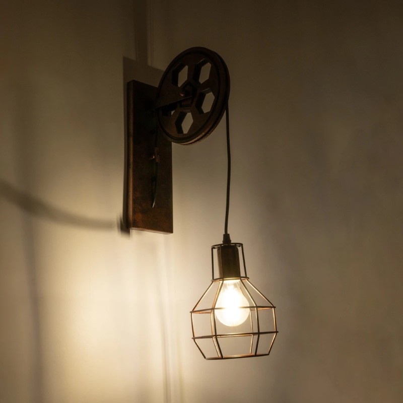 GloboStar® RYDON 01216 Vintage Επιτοίχιο Φωτιστικό Απλίκα Μονόφωτο 1 x E27 IP20 Χάλκινο Μέταλλο - Μ15 x Π24 x Υ70cm