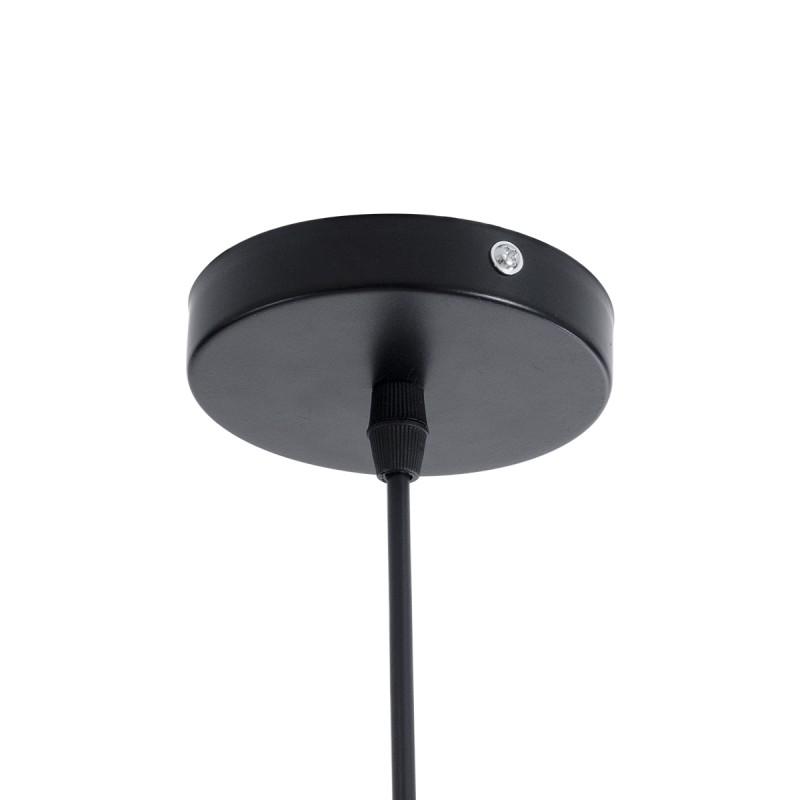 GloboStar® INGLEY 01226 Μοντέρνο Κρεμαστό Φωτιστικό Πλέγμα Μονόφωτο 1 x E27 IP20 Μαύρο Μέταλλο με Λευκό Γυαλί - Μ26 x Π26 x Υ21cm