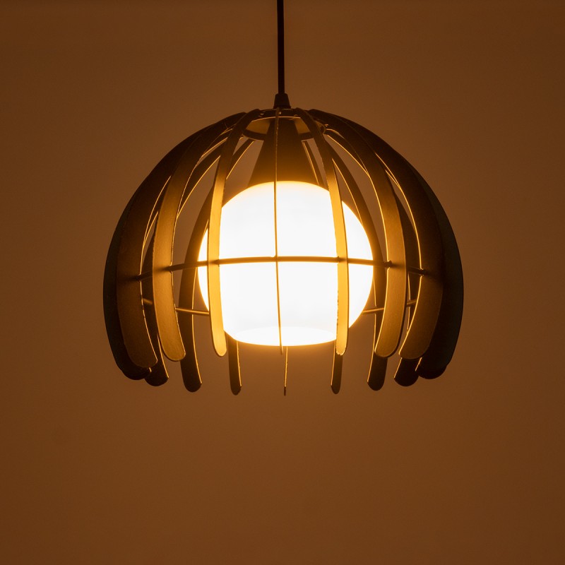 GloboStar® INGLEY 01226 Μοντέρνο Κρεμαστό Φωτιστικό Πλέγμα Μονόφωτο 1 x E27 IP20 Μαύρο Μέταλλο με Λευκό Γυαλί - Μ26 x Π26 x Υ21cm