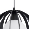 GloboStar® INGLEY 01226 Μοντέρνο Κρεμαστό Φωτιστικό Πλέγμα Μονόφωτο 1 x E27 IP20 Μαύρο Μέταλλο με Λευκό Γυαλί - Μ26 x Π26 x Υ21cm