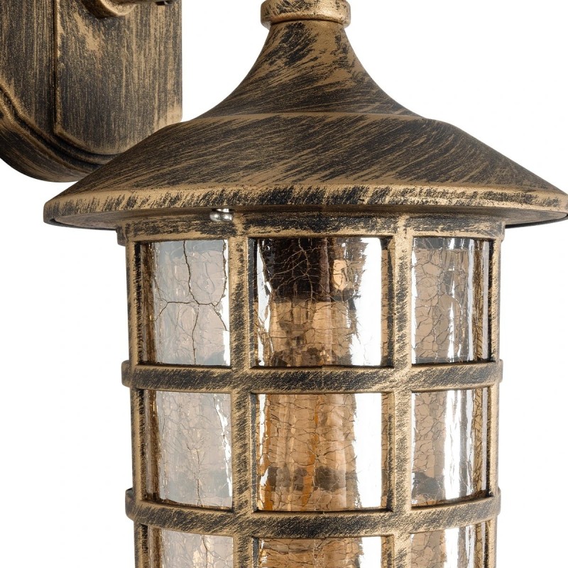 GloboStar® PHAROS 01228 Vintage Επιτοίχιο Φωτιστικό Απλίκα Μονόφωτο 1 x E27 IP20 Mπρούτζινο Μέταλλο - Μ17 x Π19 x Υ29cm