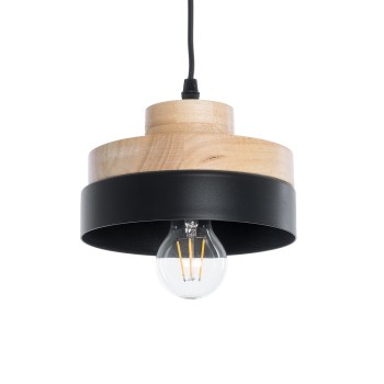 GLOBOSTAR® RUHIEL 01233 Μοντέρνο Κρεμαστό Φωτιστικό Οροφής με Ντουί 1 x E27 AC 220-240V IP20 - Μαύρο & Μπεζ - Μ18 x Π18 x Υ12cm