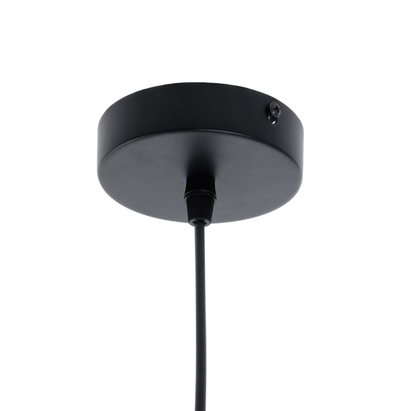 GloboStar® RUHIEL 01233 Μοντέρνο Κρεμαστό Φωτιστικό Καμπάνα Μονόφωτο 1 x E27 IP20 Μαύρο Μέταλλο με Μπεζ Ξύλο - Μ18 x Π18 x Υ12cm