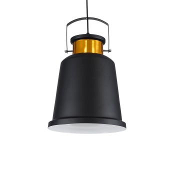 GLOBOSTAR® NUNZIATA 01236 Vintage Κρεμαστό Φωτιστικό Οροφής με Ντουί 1 x E27 AC 220-240V IP20 - Μαύρο & Χρυσό - Μ26 x Π26 x Υ40cm