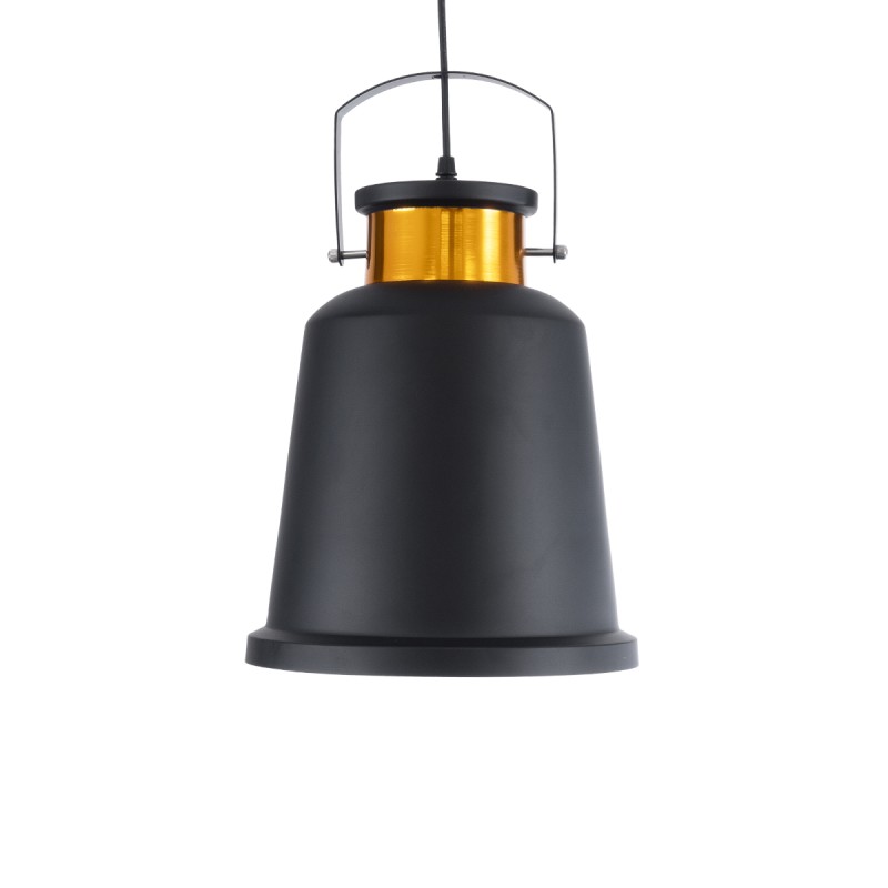 GloboStar® NUNZIATA 01236 Vintage Κρεμαστό Φωτιστικό Καμπάνα Μονόφωτο 1 x E27 IP20 Μαύρο & Χρυσό Μέταλλο - Μ26 x Π26 x Υ40cm