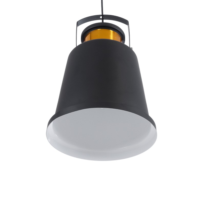 GloboStar® NUNZIATA 01236 Vintage Κρεμαστό Φωτιστικό Καμπάνα Μονόφωτο 1 x E27 IP20 Μαύρο & Χρυσό Μέταλλο - Μ26 x Π26 x Υ40cm