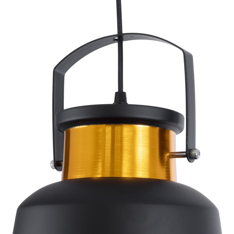 GloboStar® NUNZIATA 01236 Vintage Κρεμαστό Φωτιστικό Καμπάνα Μονόφωτο 1 x E27 IP20 Μαύρο & Χρυσό Μέταλλο - Μ26 x Π26 x Υ40cm