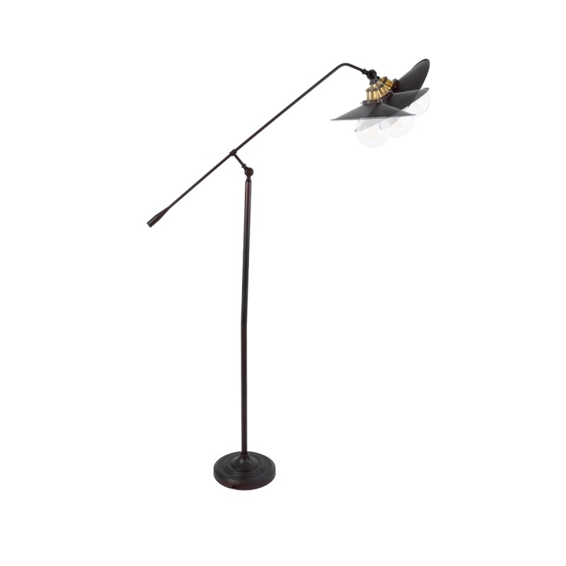 GLOBOSTAR® SILENE 01243 Vintage Επιδαπέδιο Φωτιστικό με Ντουί 1 x E27 AC 220-240V IP20 - Μαύρο & Χρυσό - Μ30 x Π30 x Υ194cm