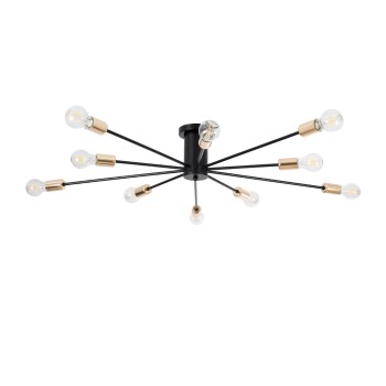 GLOBOSTAR® OLINDA 01244 Μοντέρνο Φωτιστικό Οροφής με Ντουί 10 x E27 AC 220-240V IP20 - Μαύρο & Χρυσό - Μ102 x Π102 x Υ17cm