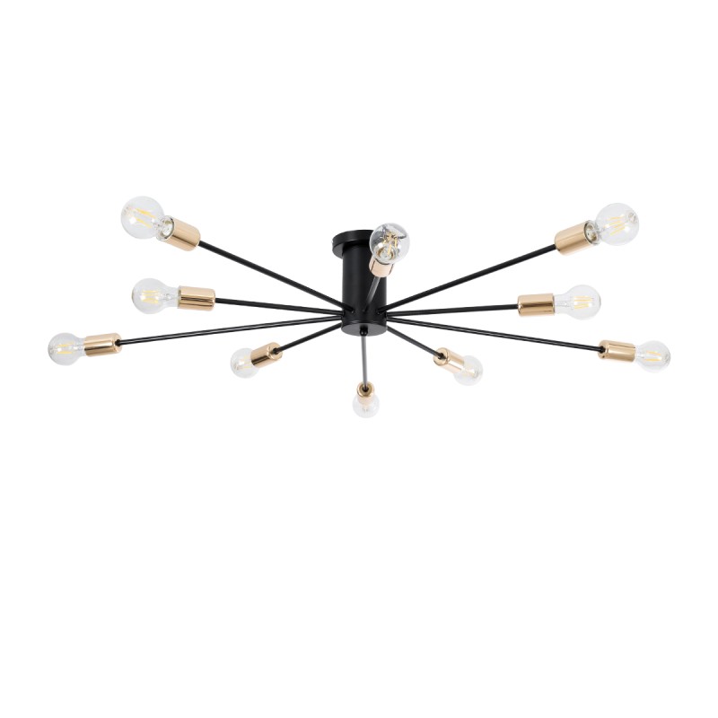 GloboStar® OLINDA 01244 Μοντέρνο Φωτιστικό Οροφής Πλέγμα Πολύφωτο 10 x E27 IP20 Μαύρο Μέταλλο - Μ102 x Π102 x Υ17cm