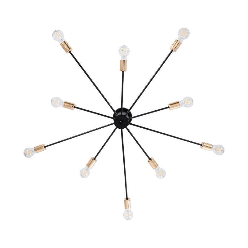 GloboStar® OLINDA 01244 Μοντέρνο Φωτιστικό Οροφής Πλέγμα Πολύφωτο 10 x E27 IP20 Μαύρο Μέταλλο - Μ102 x Π102 x Υ17cm