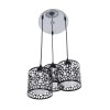 GloboStar® RAINELDA 01246 Μοντέρνο Κρεμαστό Φωτιστικό Πλέγμα Τρίφωτο 3 x E27 IP20 Μαύρο Μέταλλο με Λευκό Γυαλί - Μ60 x Π6 x Υ6cm