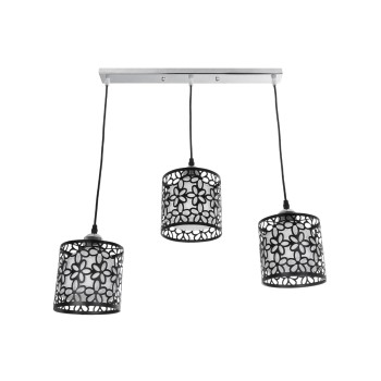 GLOBOSTAR® RAINELDA 01247 Μοντέρνο Κρεμαστό Φωτιστικό Οροφής με Ντουί 3 x E27 AC 220-240V IP20 - Μαύρο & Λευκό - Μ60 x Π15 x Υ19cm