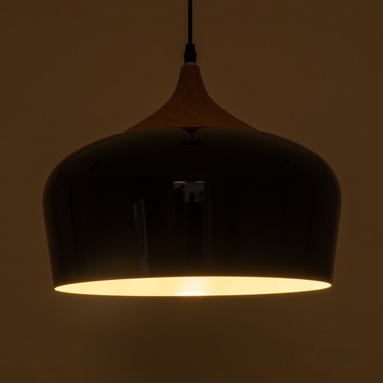 GloboStar® VILI 01261 Μοντέρνο Κρεμαστό Φωτιστικό Καμπάνα Μονόφωτο 1 x E27 IP20 Μαύρο & Μπεζ Μέταλλο - Μ35 x Π35 x Υ27cm GloboStar® VILI 01261 Μοντέρνο Κρεμαστό Φωτιστικό Καμπάνα Μονόφωτο 1 x E27 IP20 Μαύρο & Μπεζ Μέταλλο - Μ35 x Π35 x Υ27cm