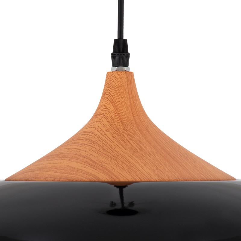 GloboStar® VILI 01261 Μοντέρνο Κρεμαστό Φωτιστικό Καμπάνα Μονόφωτο 1 x E27 IP20 Μαύρο & Μπεζ Μέταλλο - Μ35 x Π35 x Υ27cm