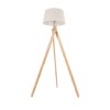 GloboStar® TRIPOD 01263 Μοντέρνο Επιδαπέδιο Φωτιστικό Μονόφωτο 1 x E27 IP20 Μπεζ Ξύλο με Μπεζ Ύφασμα - Μ40 x Π40 x Υ143cm