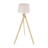 GloboStar® TRIPOD 01263 Μοντέρνο Επιδαπέδιο Φωτιστικό Μονόφωτο 1 x E27 IP20 Μπεζ Ξύλο με Μπεζ Ύφασμα - Μ40 x Π40 x Υ143cm