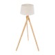 GloboStar® TRIPOD 01263 Μοντέρνο Επιδαπέδιο Φωτιστικό Μονόφωτο 1 x E27 IP20 Μπεζ Ξύλο με Μπεζ Ύφασμα - Μ40 x Π40 x Υ143cm