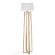 GloboStar® TOWER 01264 Μοντέρνο Επιδαπέδιο Φωτιστικό Μονόφωτο 1 x E27 IP20 Μπεζ Ξύλο με Λευκό Ύφασμα - Μ40 x Π40 x Υ166cm