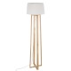 GloboStar® TOWER 01264 Μοντέρνο Επιδαπέδιο Φωτιστικό Μονόφωτο 1 x E27 IP20 Μπεζ Ξύλο με Λευκό Ύφασμα - Μ40 x Π40 x Υ166cm