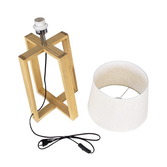 GloboStar® SQUID 01265 Μοντέρνο Επιτραπέζιο Φωτιστικό Πορτατίφ Μονόφωτο 1 x E27 IP20 Μπεζ Ξύλο με Μπεζ Ύφασμα - Μ30 x Π30 x Υ63cm GloboStar® SQUID 01265 Μοντέρνο Επιτραπέζιο Φωτιστικό Πορτατίφ Μονόφωτο 1 x E27 Ξύλινο με Μπεζ Καπέλο Φ30 x Υ63cm