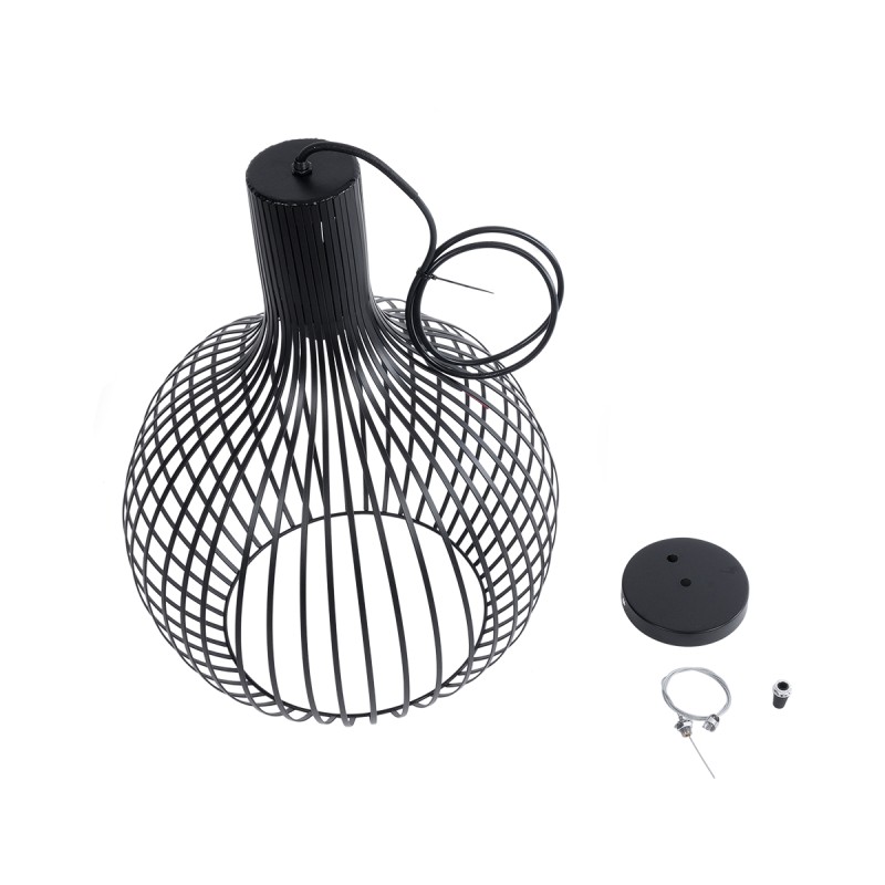 GLOBOSTAR® SCANDI 01266 Μοντέρνο Κρεμαστό Φωτιστικό Οροφής με Ντουί 1 x E27 AC 220-240V IP20 - Μαύρο - Μ38 x Π38 x Υ50cm