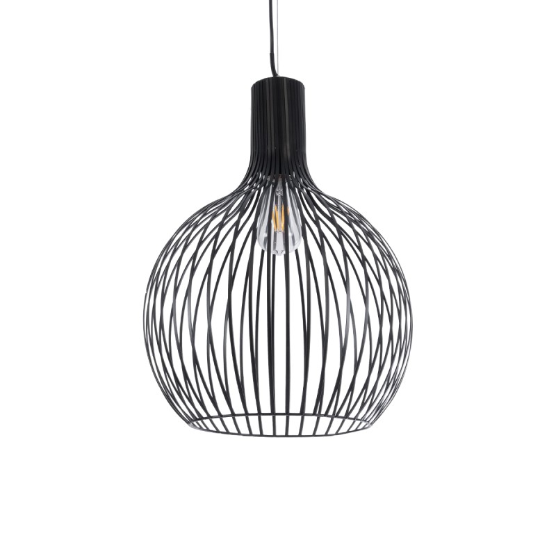 GLOBOSTAR® SCANDI 01266 Μοντέρνο Κρεμαστό Φωτιστικό Οροφής με Ντουί 1 x E27 AC 220-240V IP20 - Μαύρο - Μ38 x Π38 x Υ50cm