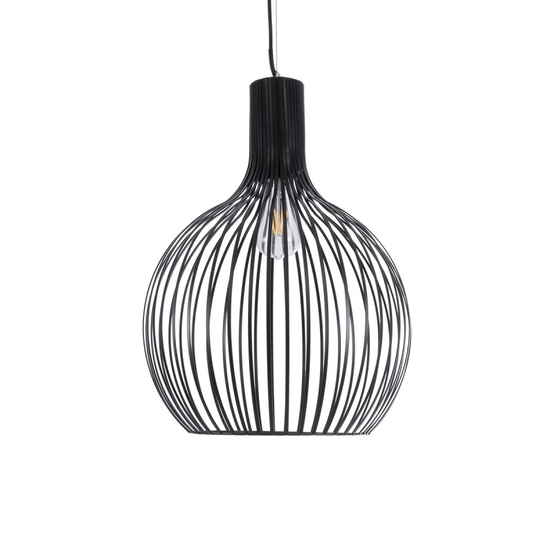 GLOBOSTAR® SCANDI 01266 Μοντέρνο Κρεμαστό Φωτιστικό Οροφής με Ντουί 1 x E27 AC 220-240V IP20 - Μαύρο - Μ38 x Π38 x Υ50cm