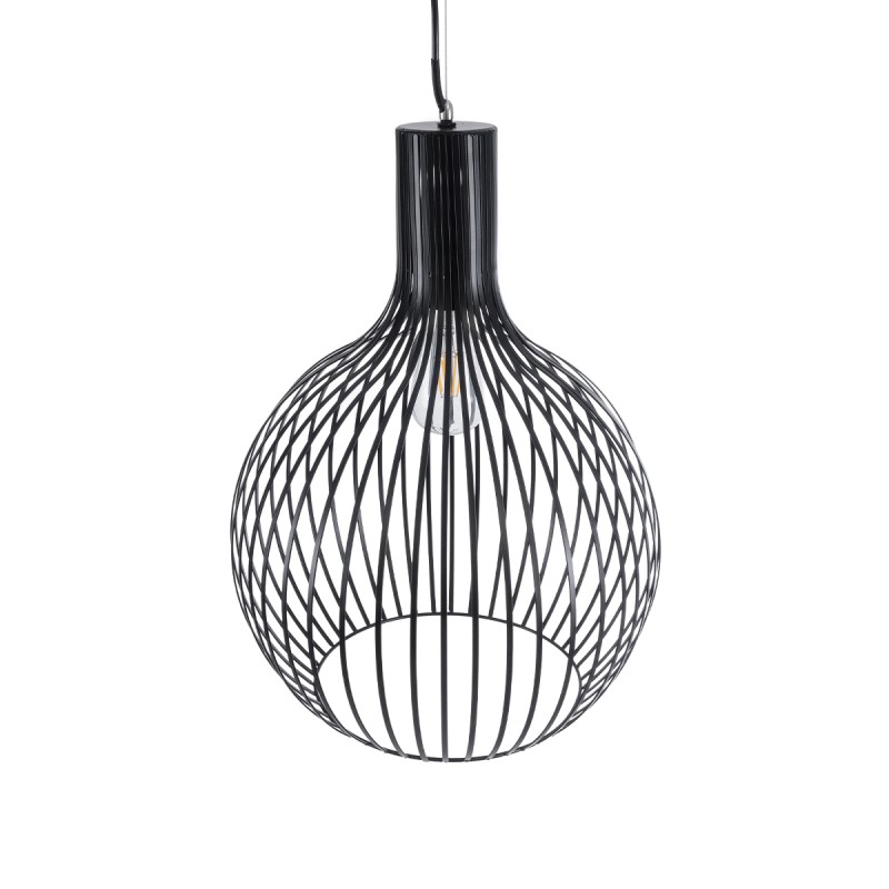 GLOBOSTAR® SCANDI 01266 Μοντέρνο Κρεμαστό Φωτιστικό Οροφής με Ντουί 1 x E27 AC 220-240V IP20 - Μαύρο - Μ38 x Π38 x Υ50cm