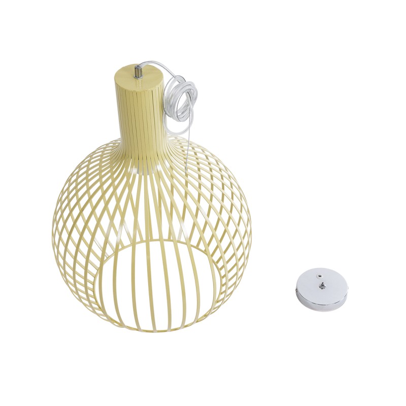 GloboStar® SCANDI 01267 Vintage Κρεμαστό Φωτιστικό Πλέγμα Μονόφωτο 1 x E27 IP20 Μπεζ Μέταλλο - Μ38 x Π38 x Y50cm